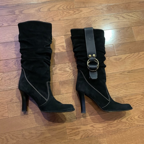Coach  “Noreen" Black suede slouch boots size 7 B - Picture 2 of 11